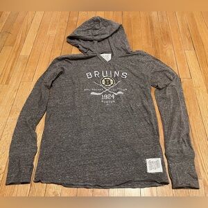 NWOT Women’s Gray Boston Bruins light-weight top with hood, Original Retro Brand